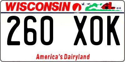 WI license plate 260XOK