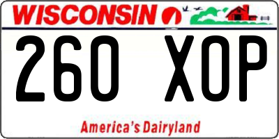 WI license plate 260XOP