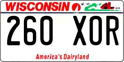 WI license plate 260XOR