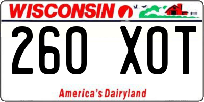 WI license plate 260XOT