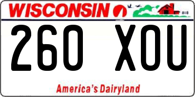 WI license plate 260XOU