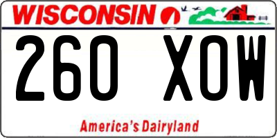 WI license plate 260XOW