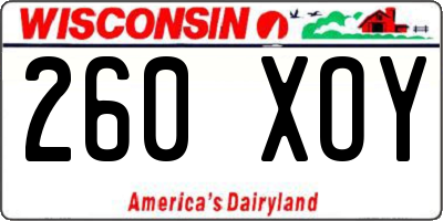 WI license plate 260XOY