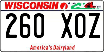 WI license plate 260XOZ
