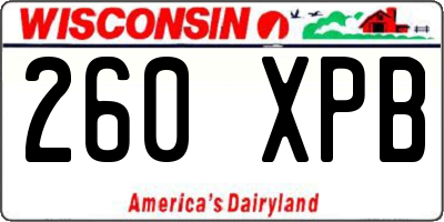 WI license plate 260XPB