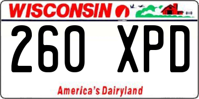 WI license plate 260XPD