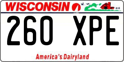 WI license plate 260XPE