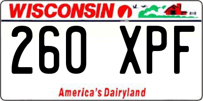 WI license plate 260XPF