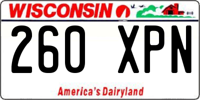 WI license plate 260XPN