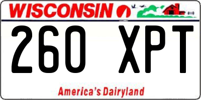 WI license plate 260XPT