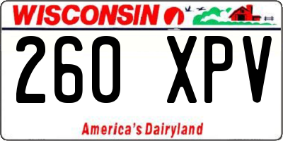 WI license plate 260XPV