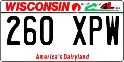 WI license plate 260XPW
