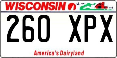 WI license plate 260XPX