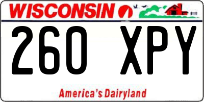 WI license plate 260XPY