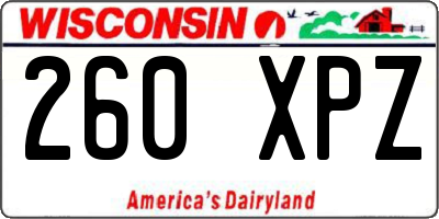 WI license plate 260XPZ