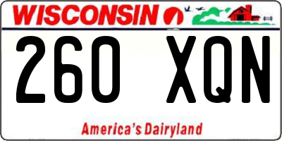 WI license plate 260XQN