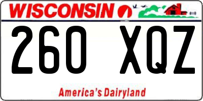 WI license plate 260XQZ