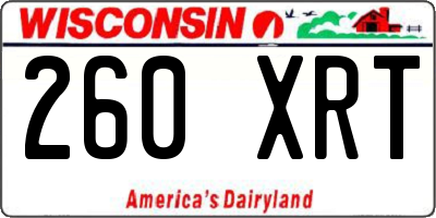 WI license plate 260XRT