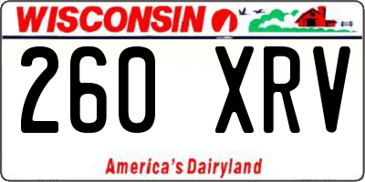 WI license plate 260XRV