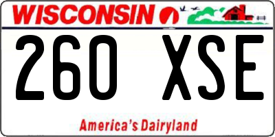 WI license plate 260XSE