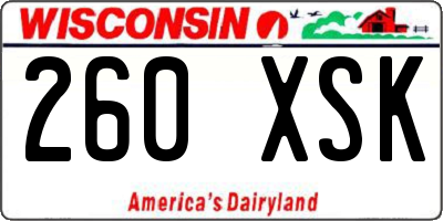 WI license plate 260XSK