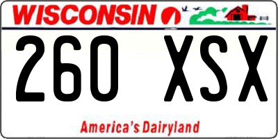 WI license plate 260XSX