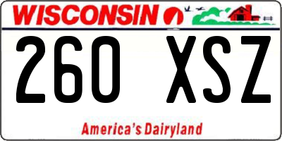WI license plate 260XSZ