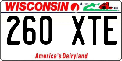 WI license plate 260XTE