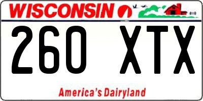 WI license plate 260XTX