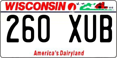 WI license plate 260XUB