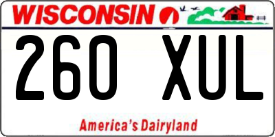WI license plate 260XUL