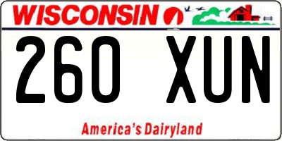 WI license plate 260XUN
