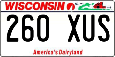 WI license plate 260XUS