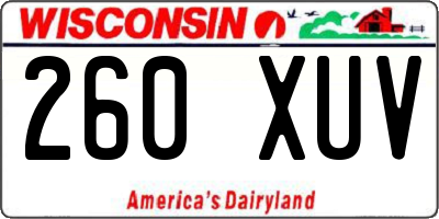 WI license plate 260XUV