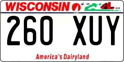 WI license plate 260XUY