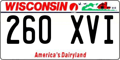 WI license plate 260XVI