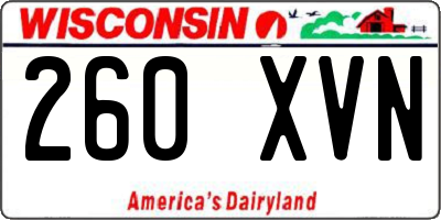 WI license plate 260XVN