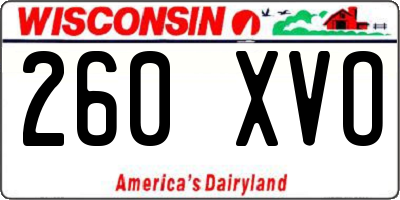 WI license plate 260XVO