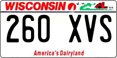 WI license plate 260XVS