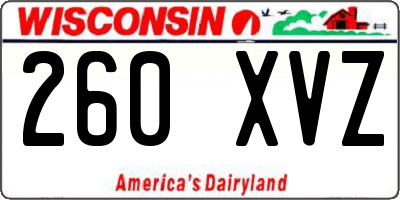WI license plate 260XVZ