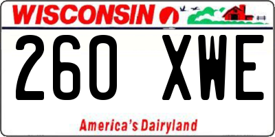 WI license plate 260XWE