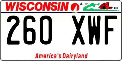 WI license plate 260XWF