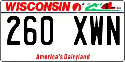 WI license plate 260XWN