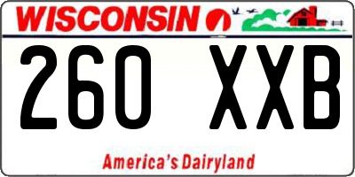WI license plate 260XXB