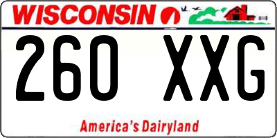 WI license plate 260XXG