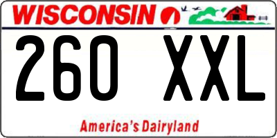 WI license plate 260XXL