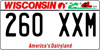 WI license plate 260XXM