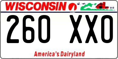 WI license plate 260XXO