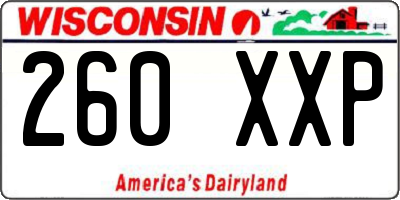 WI license plate 260XXP