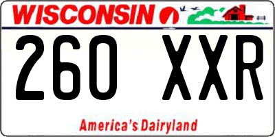WI license plate 260XXR